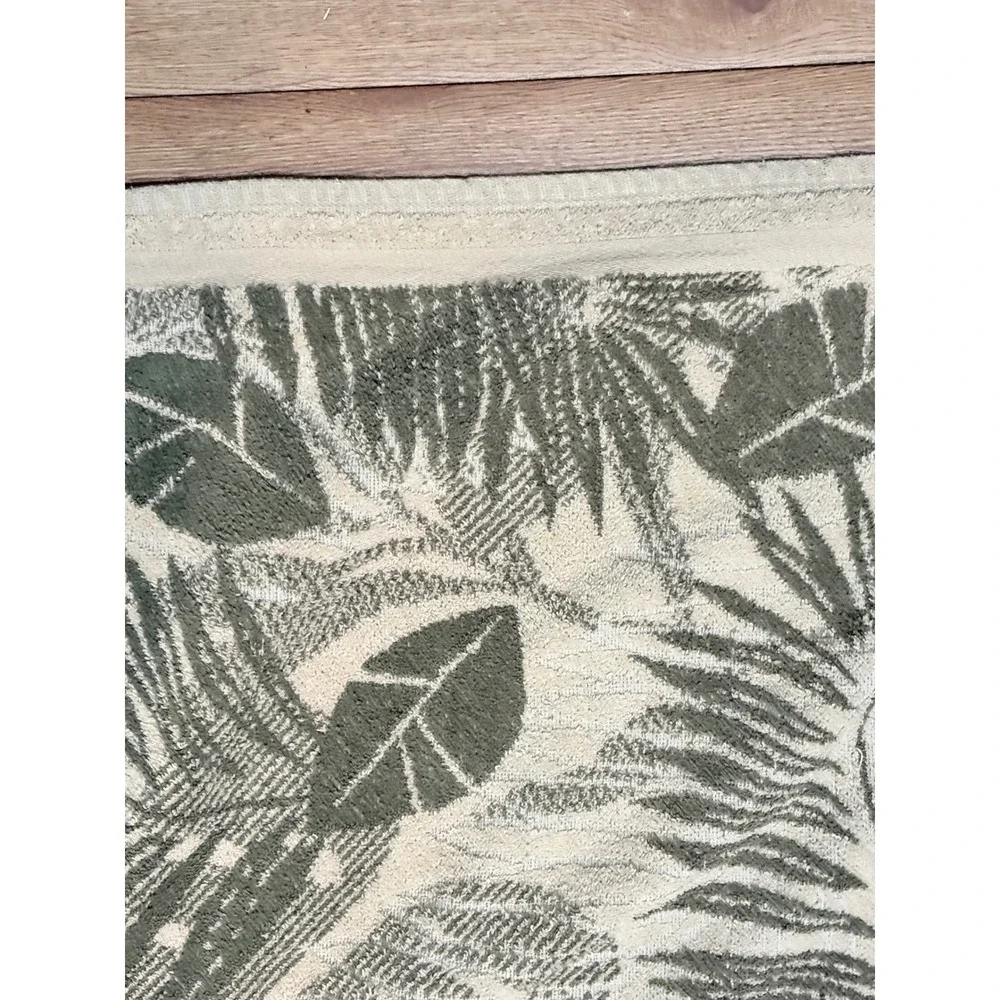 Summer Brand Tropical Palm Leaf Beach Towel‎ Sage Green Cream 100% Cotton USA
